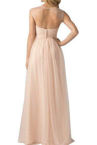 Abito da Damigella A Terra Cappellino Lungo in Tulle A-Line con Increspato - Foto 2