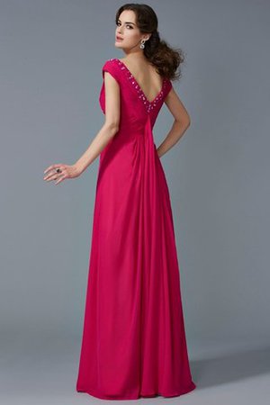 Abito da Sera in Chiffon con Perline V-Scollo A Terra con Manica Corte - Foto 2