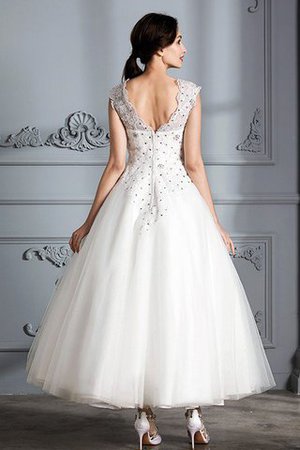 Duchesse-Linie Schaufel-Ausschnitt Seeküste Tüll Wadenlanges Brautkleid - Bild 2