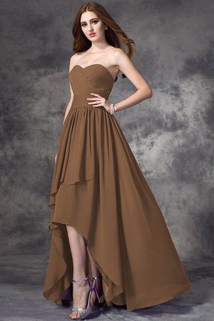 Robe demoiselle d'honneur naturel ligne a de lotus avec chiffon haut bas - Photo 4