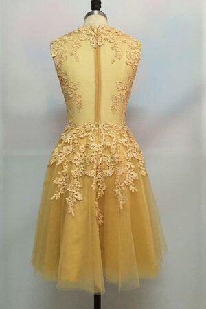 Spitze Hoher Kragen modernes Abiballkleid mit Bordüre mit Rüschen - Bild 2