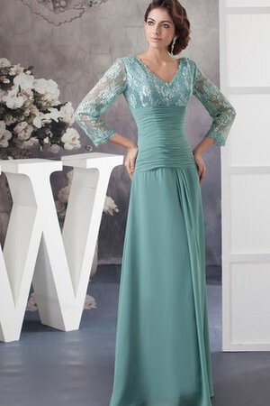 Abito da Sera con Applique V-Scollo in Chiffon Lungo - Foto 4