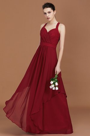 A-Line Gerüschtes Gewinnend Bodenlanges Brautjungfernkleid aus Chiffon - Bild 4