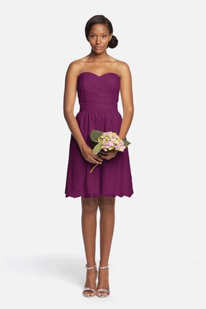 Moderno Vestido de Dama de Honor de Corte-A de Corto de Escote Corazón de Encaje Adorno - Foto 10