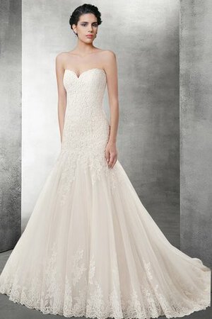 Robe de mariée attirent naturel avec sans manches avec lacets de col en cœur - Photo 1