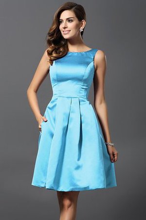 Prinzessin Satin A-Linie Knielanges Brautjungfernkleid mit Natürlicher Taille - Bild 3