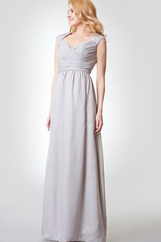 Elegante Vestido de Dama de Honor de Corte-A en Gasa de Volantes Adorno de Hasta el suelo - Foto 2