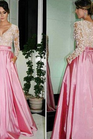 Robe de soirée romantique plissé fermeutre eclair en satin avec perle - Photo 3