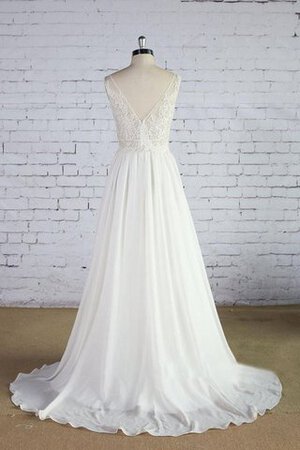 Robe de mariée simple col en bateau longueur au ras du sol en chiffon v col profonde - Photo 2