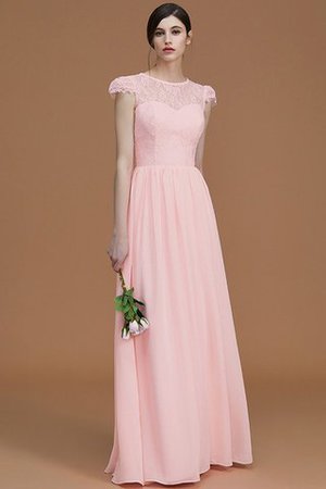 Robe demoiselle d'honneur naturel ligne a fermeutre eclair en chiffon col ras du cou - Photo 27