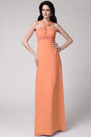Ärmelloses Hoher Kragen Normale Taille Plissiertes Bodenlanges Brautjungfernkleid - Bild 21