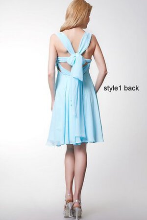 Chiffon kurze Ärmeln a linie knielanges romantisches Brautjungfernkleid mit Rüschen - Bild 2