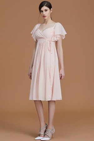 Vestido de Dama de Honor de Natural de Hasta la Rodilla de Manga corta de Cremallera - Foto 5