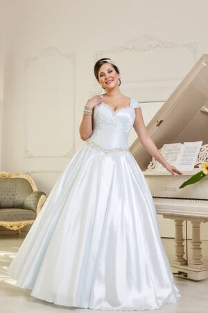 Gerüschtes a linie bodenlanges langes Brautkleid mit gekappten Ärmeln - Bild 1