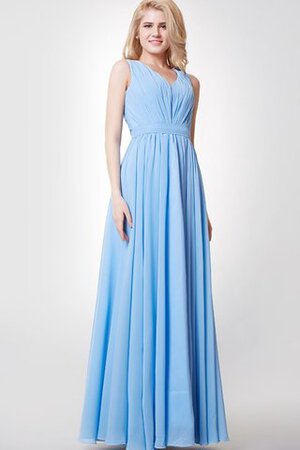 A-Line plissiertes Empire Taille gerüschtes Elegantes bodenlanges Brautjungfernkleid - Bild 1