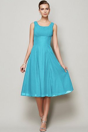 Ärmelloses Mini Knielanges Brautjungfernkleid mit Plissierungen mit Drapierung - Bild 4