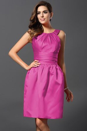 Satin Bateau Knielanges Brautjungfernkleid mit Natürlicher Taille mit Reißverschluss - Bild 11