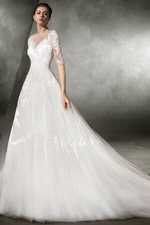 Robe de mariée adorable col en bateau longueur au ras du sol vintage moderne - Photo 1
