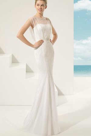 Robe de mariée chic col en bateau avec sans manches broder en dentelle - Photo 1