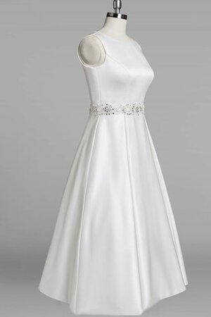 Abito da Sposa con Applique in pizzo con Perline in Raso Formale E Informale Senza Maniche - Foto 2