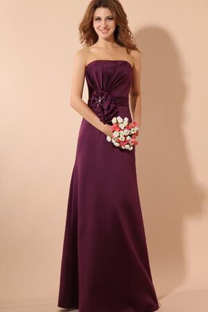 Ärmellos Modern Elegantes bodenlanges Brautjungfernkleid aus Satin mit Blume - Bild 2