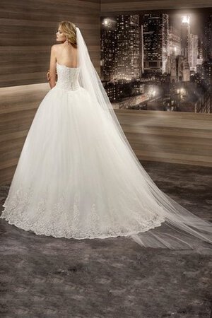 Duchesse-Linie Spitze Tüll prächtiges Brautkleid mit Plissierungen mit Rücken Schnürung - Bild 1