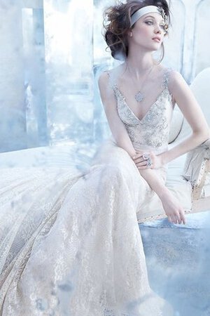 Abito da Sposa Conotta V-Scollo Naturale con Cristino lusso Senza Maniche - Foto 3