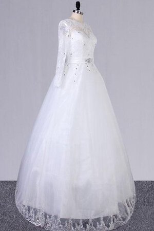 Paillettenbesetztes natürliche Taile Spitze Tüll A-Linie konservatives Brautkleid - Bild 3