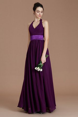 Normale Taille A-Line Ärmelloses Bodenlanges Brautjungfernkleid aus Chiffon - Bild 3