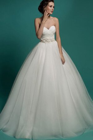 Abito da Sposa A-Line Cuore Lungo in Organza con Increspato A Terra - Foto 1