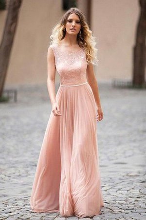 Robe de soirée naturel longue avec chiffon avec sans manches appliques - Photo 1