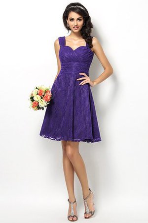 Satin Prinzessin Ärmelloses Breiter Träger Brautjungfernkleid mit Bordüre - Bild 24