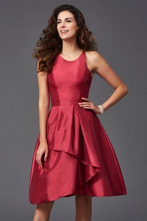 Robe demoiselle d'honneur naturel courte de princesse de lotus en taffetas - Photo 1