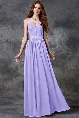 Robe demoiselle d'honneur longue manche nulle de col en cœur avec chiffon a-ligne - Photo 18