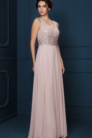Ärmelloses Paillettenbesetztes Chiffon A-Linie bodenlanges langes Ballkleid - Bild 3