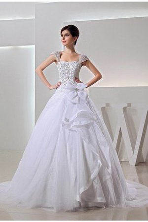 Robe de mariée longue de mode de bal cordon de tour de ceinture en haute en organza - Photo 1