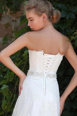 Herz-Ausschnitt Spitze Ärmellos langes Brautkleid mit Rücken Schnürung mit Bordüre - Bild 4