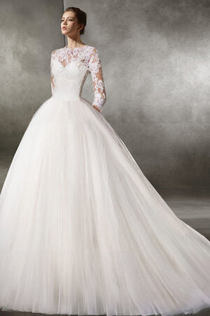 Abito da sposa stupefacente ball gown in pizzo pudica lace coperta coda a strascico corto - Foto 3