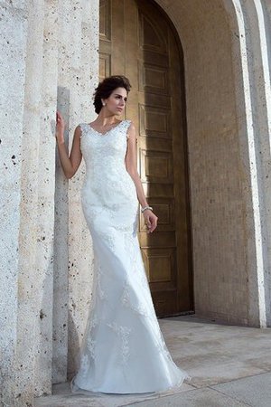 Clasico Vestido de Novia de Escote en V de Sin mangas de Apliques de Largo - Foto 4