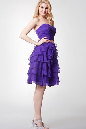 Chiffon Ärmelloses mini informelles bescheidenes Brautjungfernkleid mit Rüschen - Bild 4