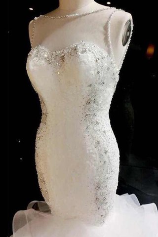 Robe de mariée romantique luxueux de col en cœur avec perle de traîne courte - Photo 2