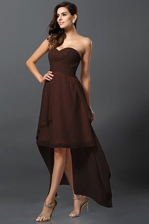 A Linie Drapiertes Plissiertes Mini Brautjungfernkleid mit Herz-Ausschnitt - Bild 7