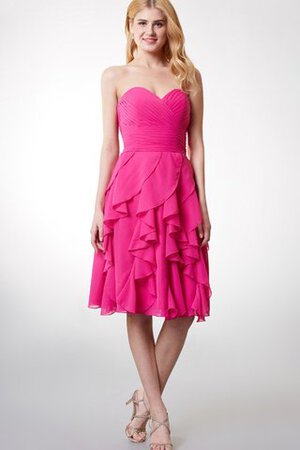 Robe demoiselle d'honneur facile plissage avec sans manches ruché de lotus - Photo 1