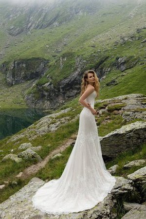 Romántico Vestido de Novia en Encaje de Sin mangas de Cola Corte de Cremallera - Foto 3