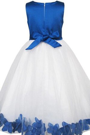 Reißverschluss Bateau Tüll A-Line Blumenmädchenkleid mit Blume mit Schmetterlingsknoten - Bild 3
