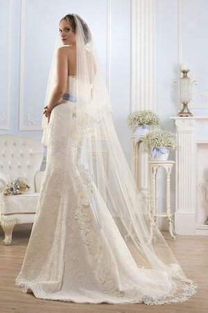 Meerjungfrau Sweep train langes bodenlanges Brautkleid mit natürlicher Taille mit Applikation - Bild 1