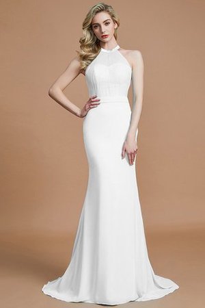 Schaufel-Ausschnitt Normale Taille Ärmelloses Sweep Zug Brautjungfernkleid aus Chiffon - Bild 34