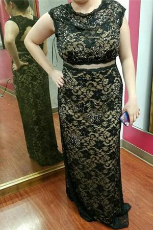 Vestido de Fiesta de Hasta el suelo de Encaje Adorno de Sin mangas de Natural - Foto 1