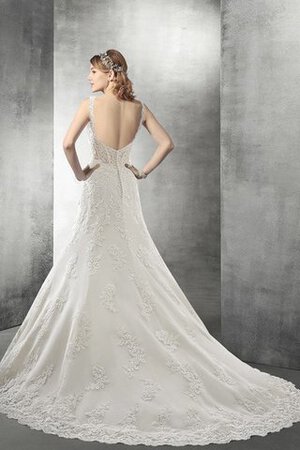 Robe de mariée naturel charmeuse jusqu'au sol a-ligne sans dos - Photo 2