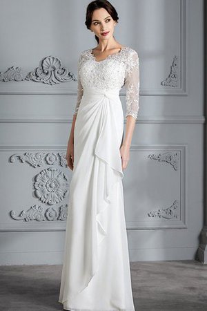 Normale Taille Enges Dreiviertel Länge Ärmeln Bodenlanges Brautkleid mit V-Ausschnitt - Bild 5